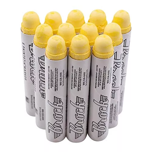 12 Pc Box Flourescent Yellow Markal B Paintstiks Glow UV Black Light Crayon Marks Metal Glass Wood Rubber for Auto Tire Construction Lumber