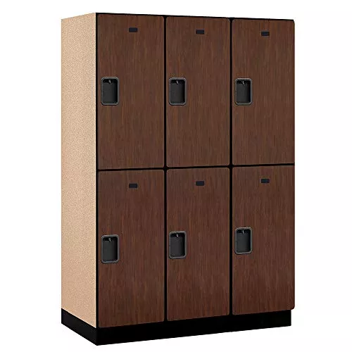 18" Wide Double Tier Designer Wood Locker - 3 Wide - 6 Feet High - 21 Inches Deep - Maple