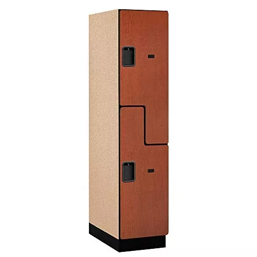 18" Wide Double Tier 'S' Style Designer Wood Locker - 1 Wide - 6 Feet High - 24 Inches Deep - Mahogany