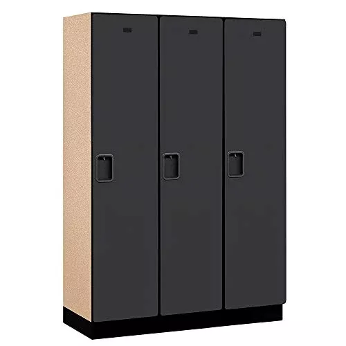 18" Wide Single Tier Designer Wood Locker - 3 Wide - 6 Feet High - 18 Inches Deep - Black