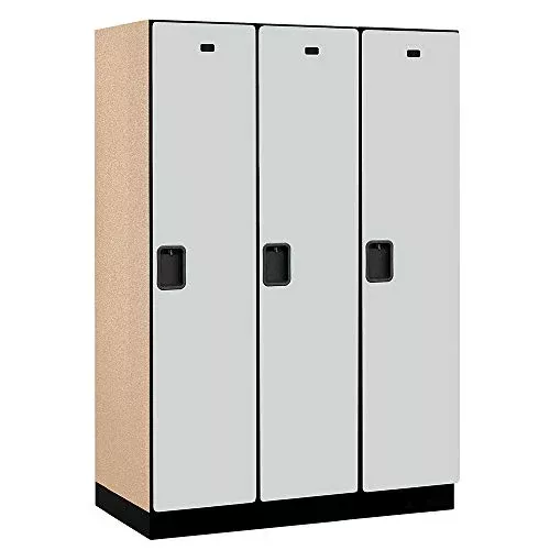 18" Wide Single Tier Designer Wood Locker - 3 Wide - 6 Feet High - 21 Inches Deep - Gray