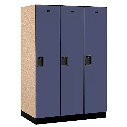 18" Wide Single Tier Designer Wood Locker - 3 Wide - 6 Feet High - 24 Inches Deep - Blue