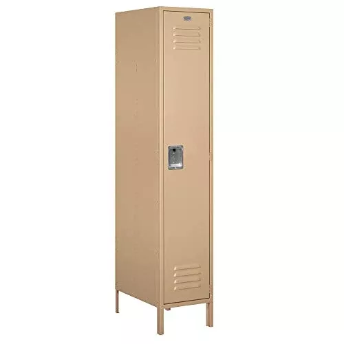 18" Wide Single Tier Standard Metal Locker - 1 Wide - 6 Feet High - 21 Inches Deep - Tan - Unassembled