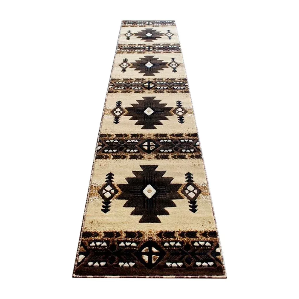 2' x 10' Brown Traditional Southwestern Area Rug - Olefin Fibers - Flash Furniture