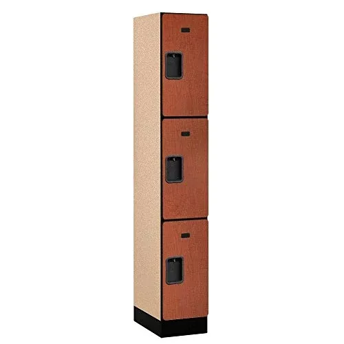 3 Tier 1 Wide Designer Locker Size: 76" H x 12" W x 18" D, Color: Cherry
