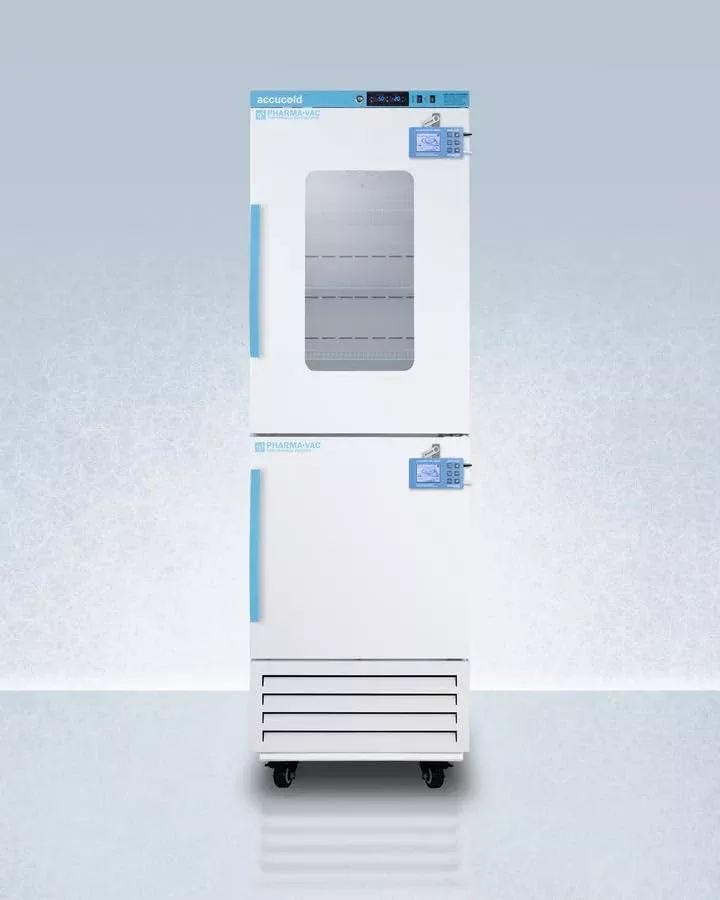 Accucold 10.74 cu.ft. Medical Refrigerator/Freezer Combination, 24” Wide, Vaccine, Glass Door, White- ARFG15PVDL2B Wireless Environmental Temperature Monitoring Device (ETM) (Right Hand Door, 24 Inch)
