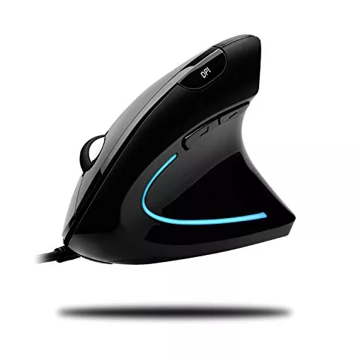 Adesso iMouse E10 - Vertical Ergonomic Optical 6-Button 2.4 GHz RF Wireless Mouse - Right Hand Orientation, Black