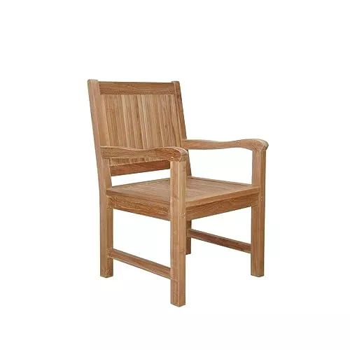Anderson Teak CHD-2029 Rockford Dining Armchair Teak Patio Chair, Natural