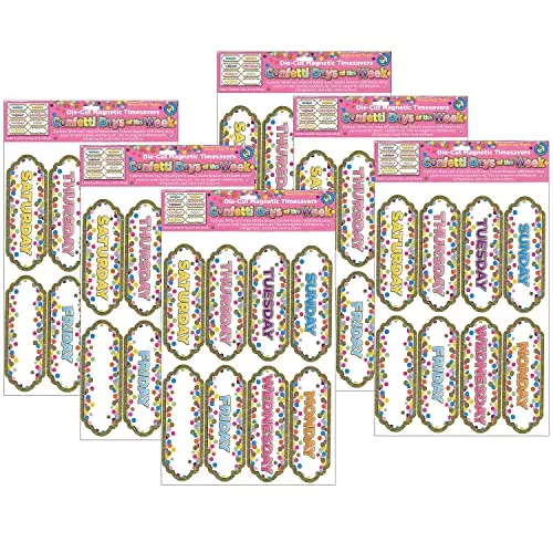 Ashley Productions Magnetic Die-Cut Timesavers & Labels, Confetti Classroom Subjects, 8 Per Pack, 6 Packs