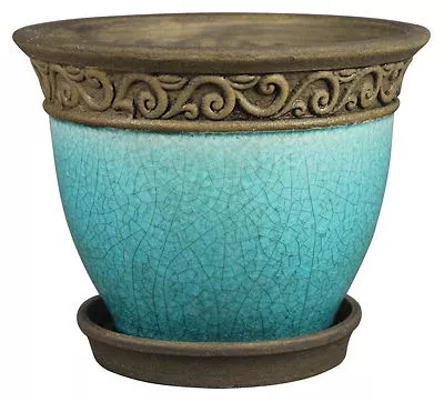 ATT Southern 212186 Cadiz Planter - Teal - 8 in.
