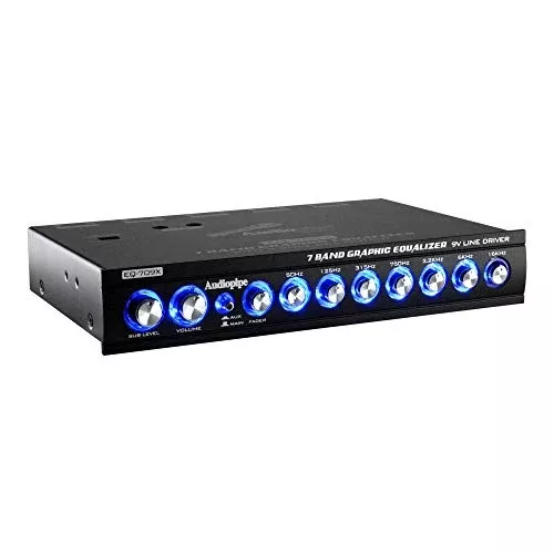 Audiopipe 7 Band Graphic Equalizer with Hi/Lo 9V Line Driver (EQ-710HL)