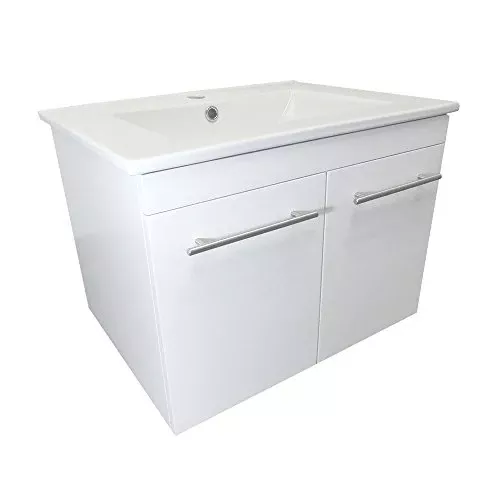 Bellaterra Home 203172-WH 24.4 in Single Wall Mount Style Sink Vanity-Wood-White