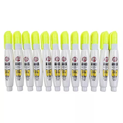 Brock 12 Pc Set Red Super Met-Al Fine Tip Paint Marker Pens Weatherproof 1.4mm Stroke Metal Stone Rubber Plastic Glass for Industrial Auto Arts