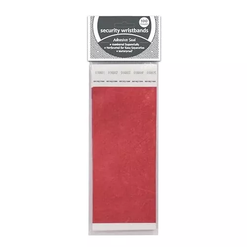 C-Line DuPont Tyvek Security Wristbands, Red, 100-Pack (89104)