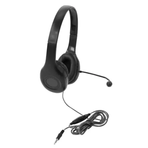 Califone On-Ear Headset with Gooseneck Microphone, 3.5mm, Black