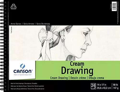 Canson Artist Series Cream Drawing Pad 14" x 17", Top Wire Bound, 24 Sheets (100510975), Count