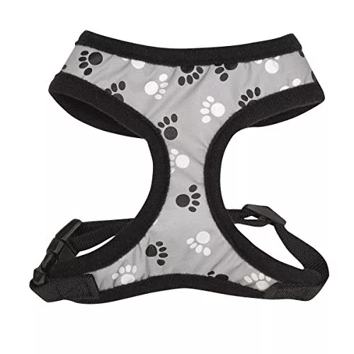 Casual Canine Reflective Pawprint Dog Harness, Large, Black