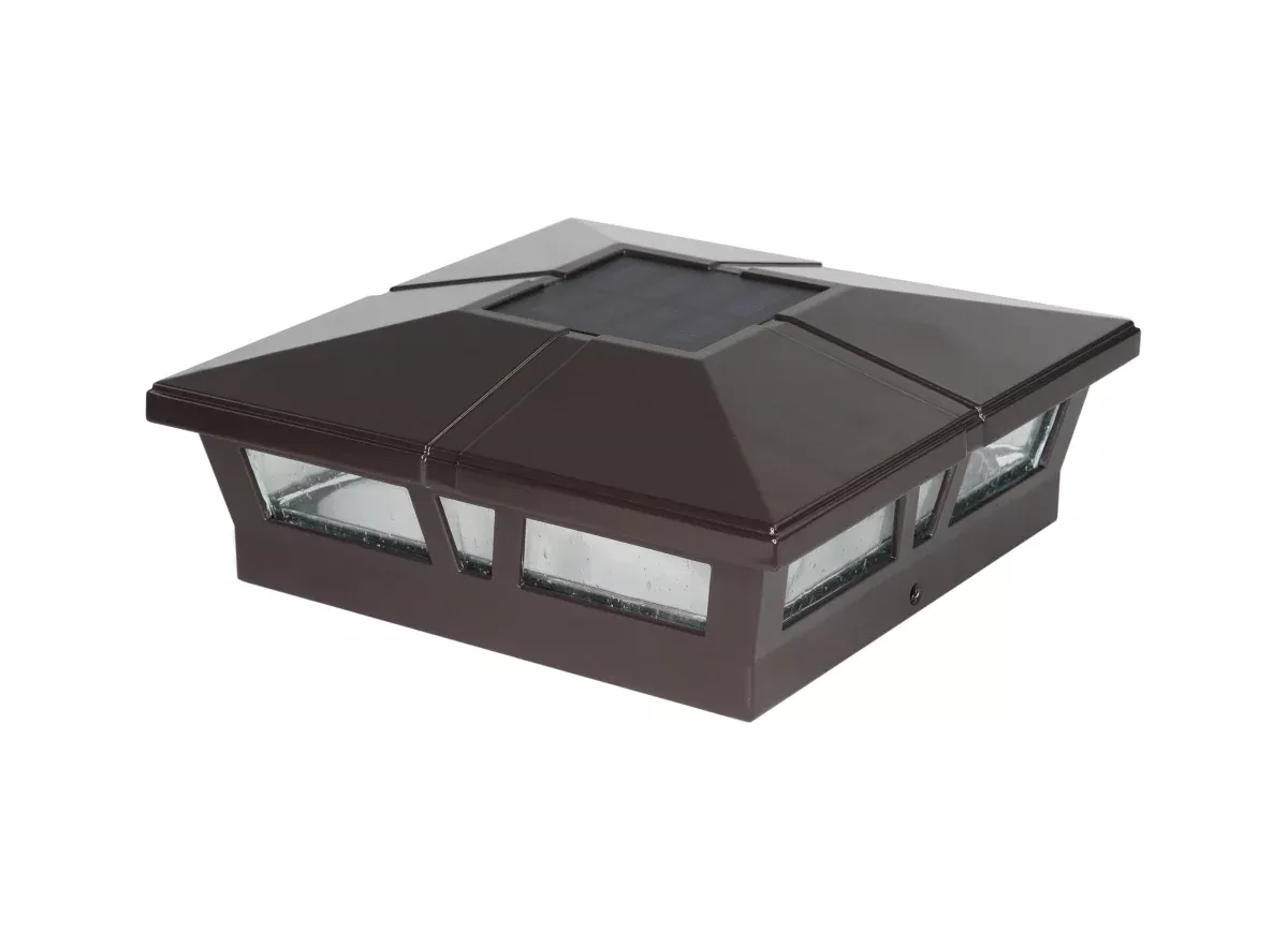 Classy Caps Manufacturing SLC771C 6 x 6 in. Aluminum Cambridge Solar Post CapBrown