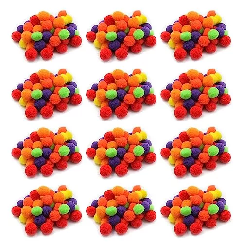 CLI Charles Leonard 1-inch Pom-Poms, Assorted Hot Colors, 50/Pack, 12 Packs (CHL69516-12)