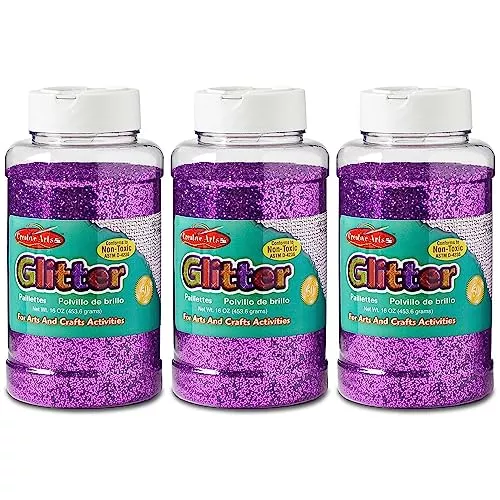 CLI Charles Leonard Creative Arts Glitter, Purple, Pack of 3 (1 lb) Bottles (CHL41160-3)