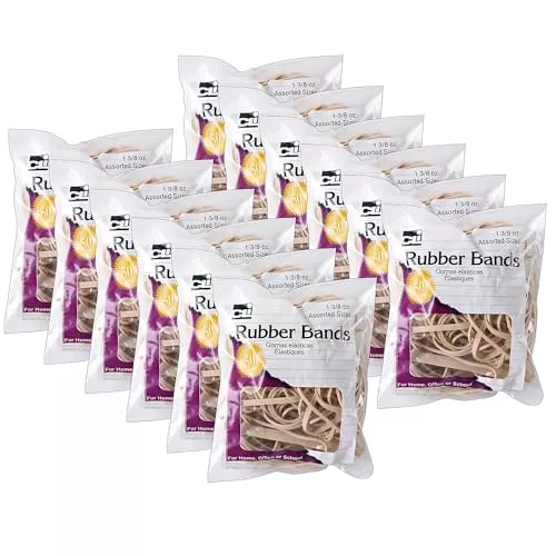CLI Charles Leonard Rubber Bands, Natural Color, 1-3/8 oz. Bag, 12 Bags (CHL56381-12)