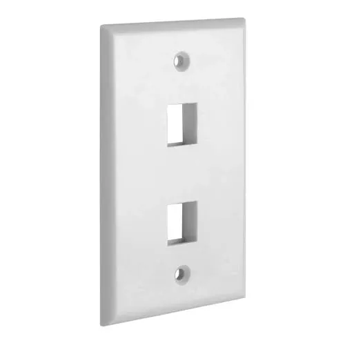 Cmple - 2 Port Keystone Wall Plate 1 Gang Wall Plate with Standard Size Ethernet Wall Plate Keystone Jack Insert Wall Plates - White