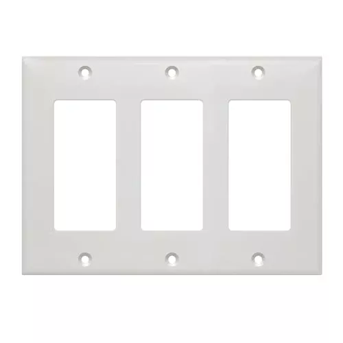 Cmple - 3-Gang Blank Decorator Wall Plate, Light Switch Cover Plate Thermoplastic Standard GFCI Outlet Cover 3 Gang Polycarbonate Receptacle Outlet Cover - White