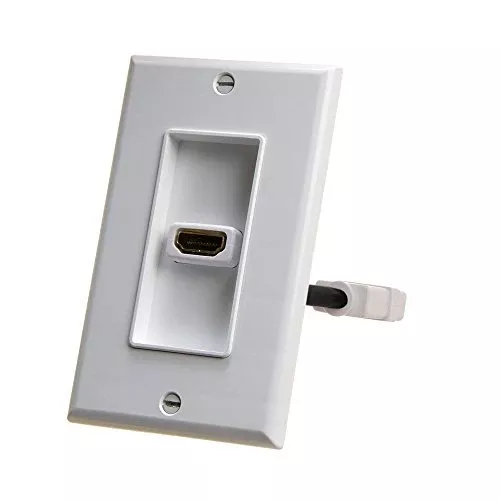 Cmple - HDMI Wall Plate Single-Gang White Wall Plate 4” Rear Extension Cable,1-Port HDMI Insert (4K UHD, ARC, and Ethernet Pass-Thru Support)