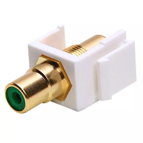 Cmple - Keystone Jack - Modular RCA with Green Center (White)