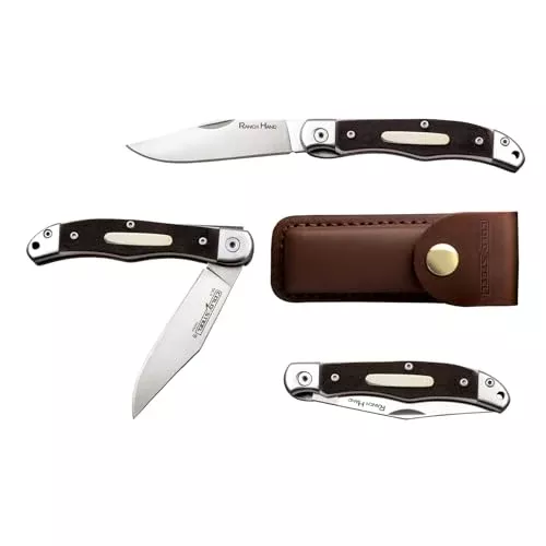 Cold Steel Ranch Hand 3" SK-5 Razor-Sharp Blade 3.75" Faux Sawed Bone Handle Compact Pocket Versatile Folding Knife w/Liner Lock