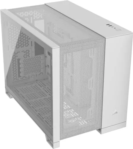 CORSAIR iCUE Link 2500X RGB Tempered Glass mATX Mid-Tower Dual Chamber PC Case – 2X CORSAIR RX120 RGB Fans Included – Wide Cooling Flexibility – Reverse Connection Motherboard Compatible – White