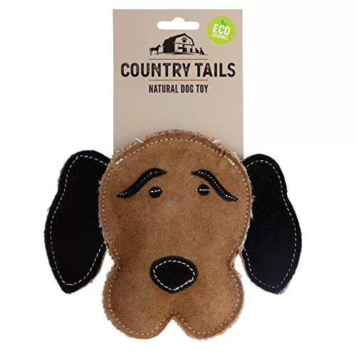 Country Tails - Rope Ring with A Cow Head Suede, Premium Dog Toy (CTRR02), Multi-Color