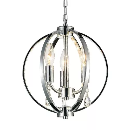 CWI Lighting 10'' Chrome Contemporary Pendant Light for Kitchen Island, Entryway, Bathroom - LED Compatible 3-Light with E12 Bulb Base
