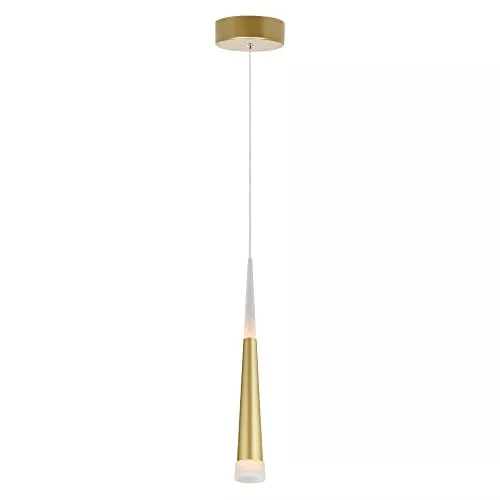 CWI Lighting 2" Satin Gold Mini Pendant Light – Integrated LED with Dimmable Downlight, Adjustable Cord – Eco-Friendly Fixture for Kitchen, Bar, Entryway – BACL Certified, 3-Year Warranty