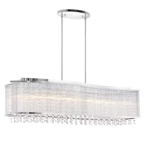 CWI Lighting 36'' Chrome Drum Chandelier for Living Room, Dining Room, or Bedroom – 6-Light Modern Ceiling Fixture with G9 Bulb Base, BACL Certified, 1-Year Warranty