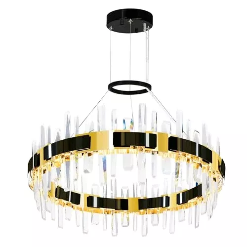 CWI Lighting 43'' Pearl Black Oversized Modern Chandelier with Adjustable Hanging Height – Integrated LED Fixture for Dining Room, Kitchen, or Foyer