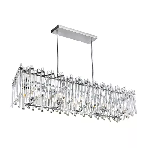 CWI Lighting 44'' Chrome Rectangular Chandelier for Dining Room, Kitchen Island, or Foyer – Integrated LED Light Fixture, BACL Certified, 3-Year Warranty
