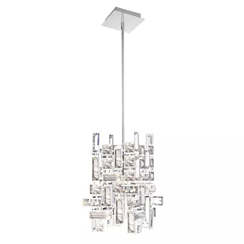 CWI Lighting 6" Chrome Pendant Light for Home Office, Walk-in Closet – 1-Light Geometric Mini Pendant with E26 Bulb Base – LED Compatible, Angular Crystal Panels – BACL Certified