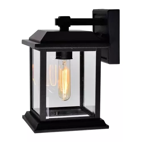 CWI Lighting Blackbridge 1 Light Farmhouse Metal Outdoor Wall Lantern in Black