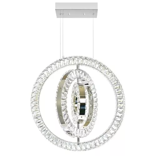 CWI Lighting Celina 20'' Modern LED Chandelier with Chrome Finish for Foyer, Dining Room, Living Room – Integrated LED – Adjustable Height – BACL Certified with 3-Year Warranty