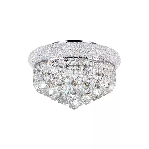 CWI Lighting Crystal 14" Chrome Flush Mount Light for Bedrooms Living Rooms Dressing Room Hallways & Foyers, 4-Light with E12 Bulb Base