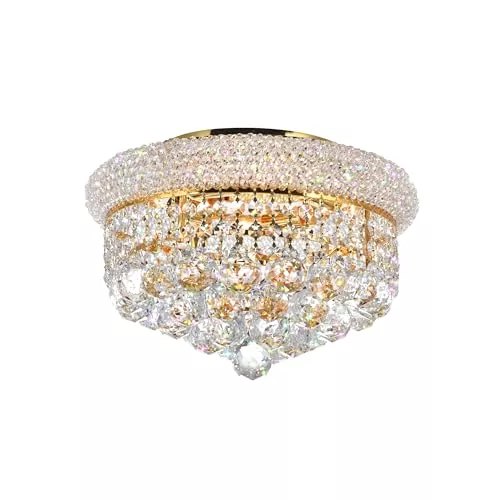 CWI Lighting Crystal 18" Chrome Flush Mount Light for Bedrooms Living Rooms Foyers Hallways, 5-Light with E12 Bulb Base