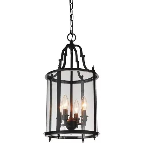 CWI Lighting Desire 17'' 12-Light Drum Shade Chandelier with Oil Rubbed Bronze Finish – for Dining Room, Foyer, Living Room – E12 LED Compatible – Glass Lantern Cage with Candelabra Frame