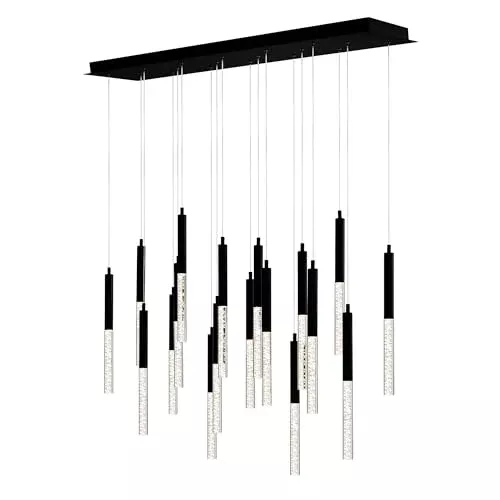 CWI Lighting Dragonswatch 48'' Black Chandelier for Dining Room, Living Room, or Entryway – Integrated LED Modern Light Fixture, BACL Certified, 3-Year Warranty