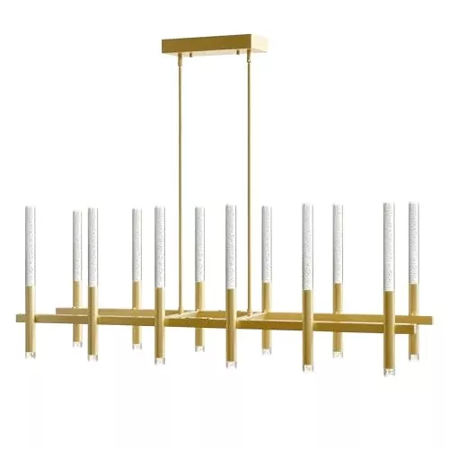 CWI Lighting Dragonswatch 48'' Satin Gold Chandelier for Dining Room, Living Room, or Foyer – Integrated LED Modern Light Fixture, BACL Certified, 3-Year Warranty