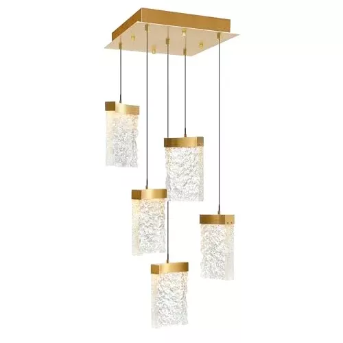 CWI Lighting Lava Integrated LED 12" Brass Modern Mini Pendant with Handmade Textured Glass for Kitchen Island Entryway Island Hallway