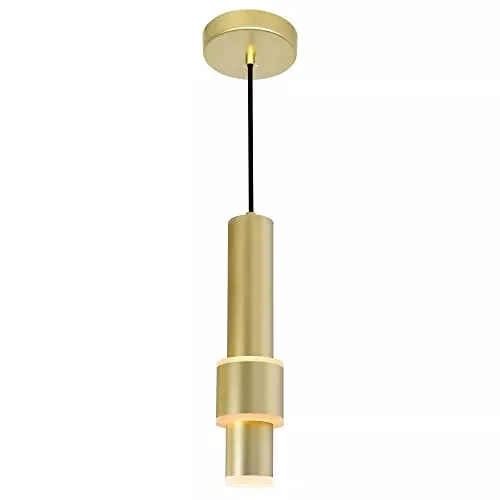 CWI Lighting Lena 5-inch Integrated LED Pendant Light – Modern Satin Gold Fixture for Kitchen, Island, Dining Room, Hallway