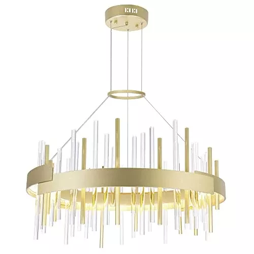 CWI Lighting Millipede 26-Inch Integrated LED Chandelier – Satin Gold Finish, Perfect for Bedrooms, Dining Areas, and Entryways