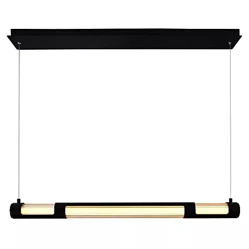 CWI Lighting Neva 36-Inch Integrated LED Linear Chandelier, Black Finish – Modern Pendant Light for Kitchen Island or Dining Room