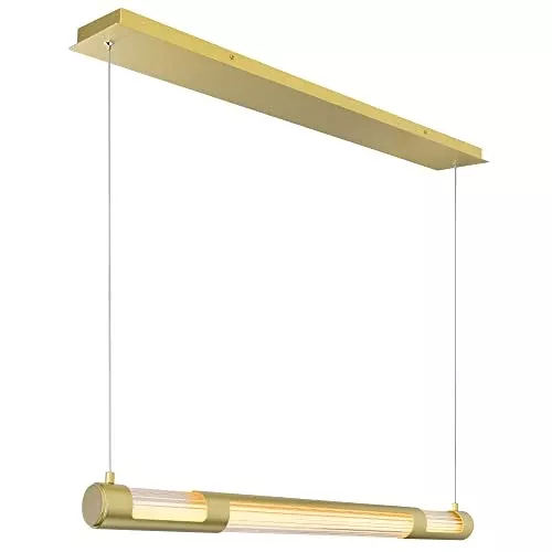 CWI Lighting Neva 36-Inch Integrated LED Linear Chandelier, Satin Nickel Finish – Modern Pendant Light for Kitchen Island or Dining Room